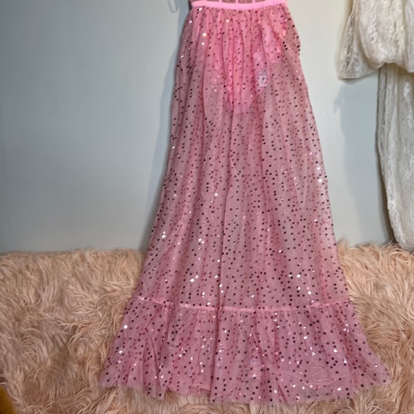 For Love & Lemons Manic Monday Embellished Corset Strapless Mesh Maxi Dress - Picture 5 of 10